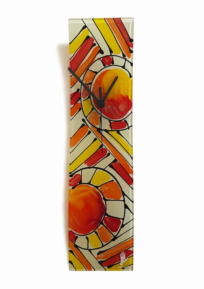 Clocks - Andalusia Red-Orange wall clock 10x41 cm - CARNEOL GLASS