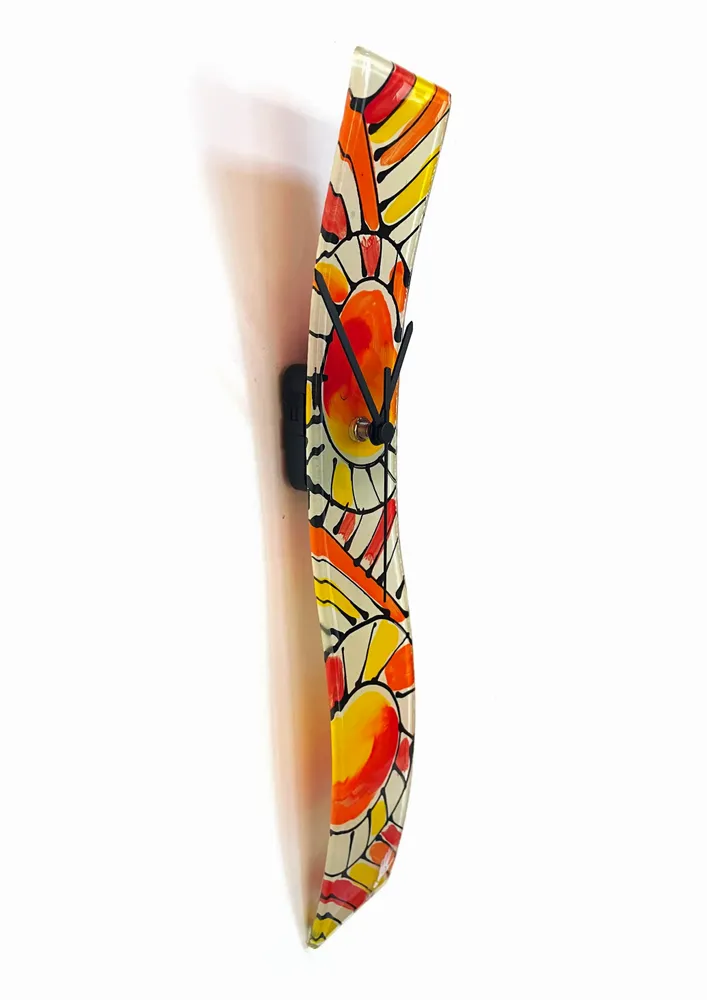 Clocks - Andalusia Red-Orange Wall Clock 6x41 cm - CARNEOL GLASS