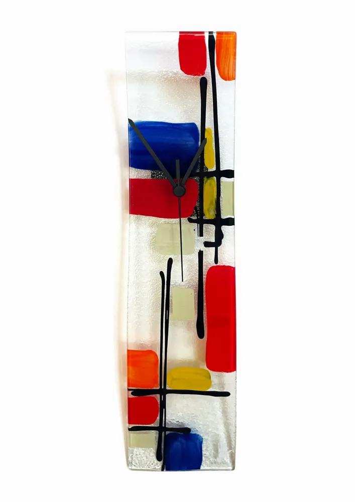 Clocks - Czesko red-blue wall clock 10x41 cm - CARNEOL GLASS