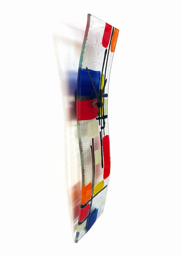 Clocks - Czesko red-blue wall clock 10x41 cm - CARNEOL GLASS