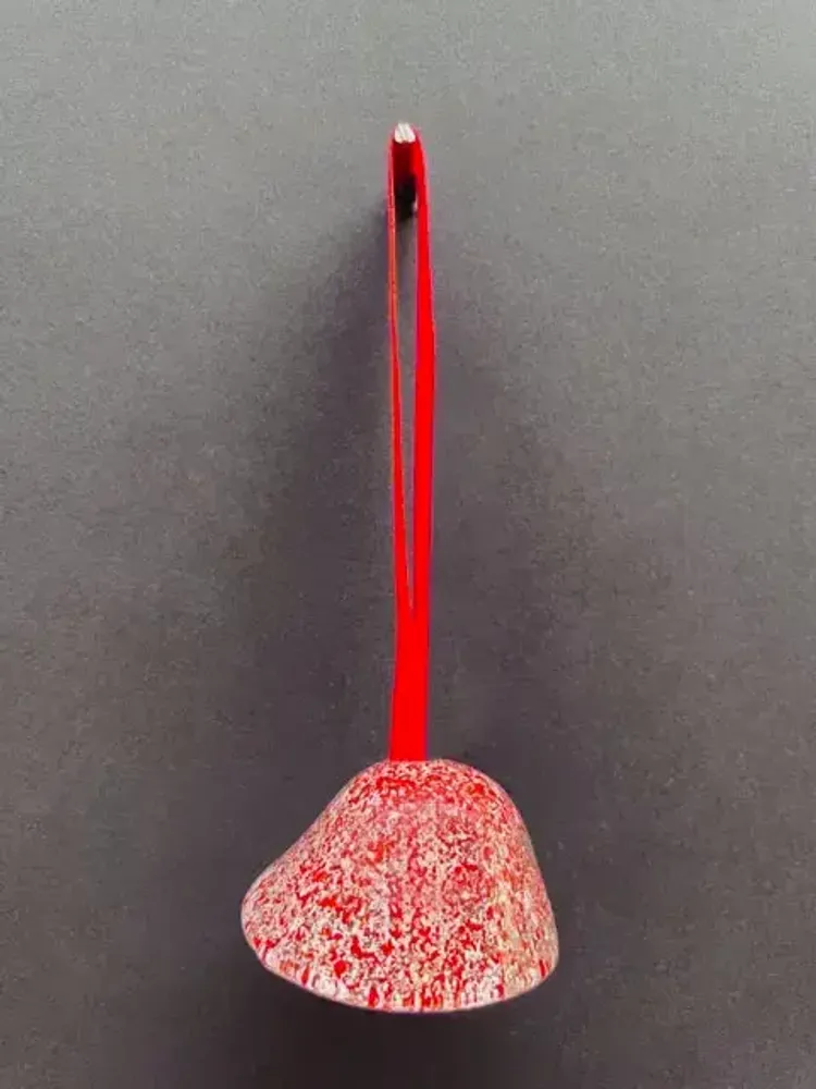 Autres décorations de Noël - Cloche en verre blanc-rouge transparent sur un élégant porte-ruban - CARNEOL GLASS