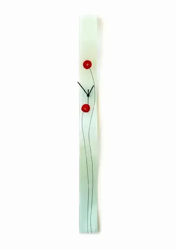 Horloges - Horloge murale Poppy blanc-rouge 8x98 cm - CARNEOL GLASS