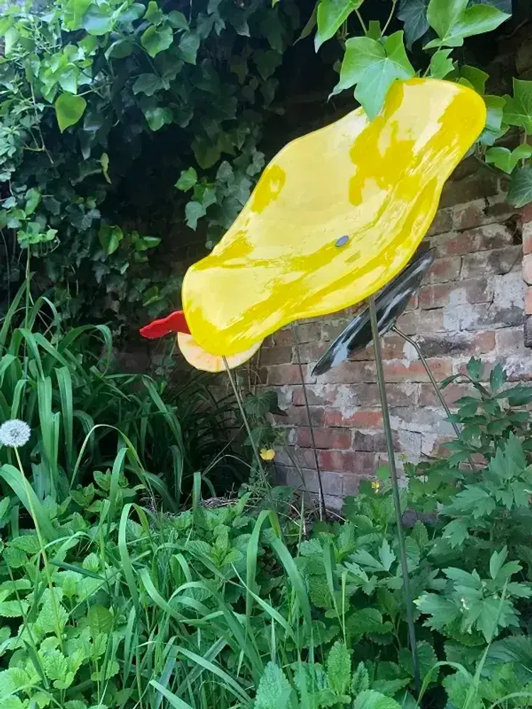 Floral decoration - Extra large glass flower for outdoors in yellow - CARNEOL GLASS