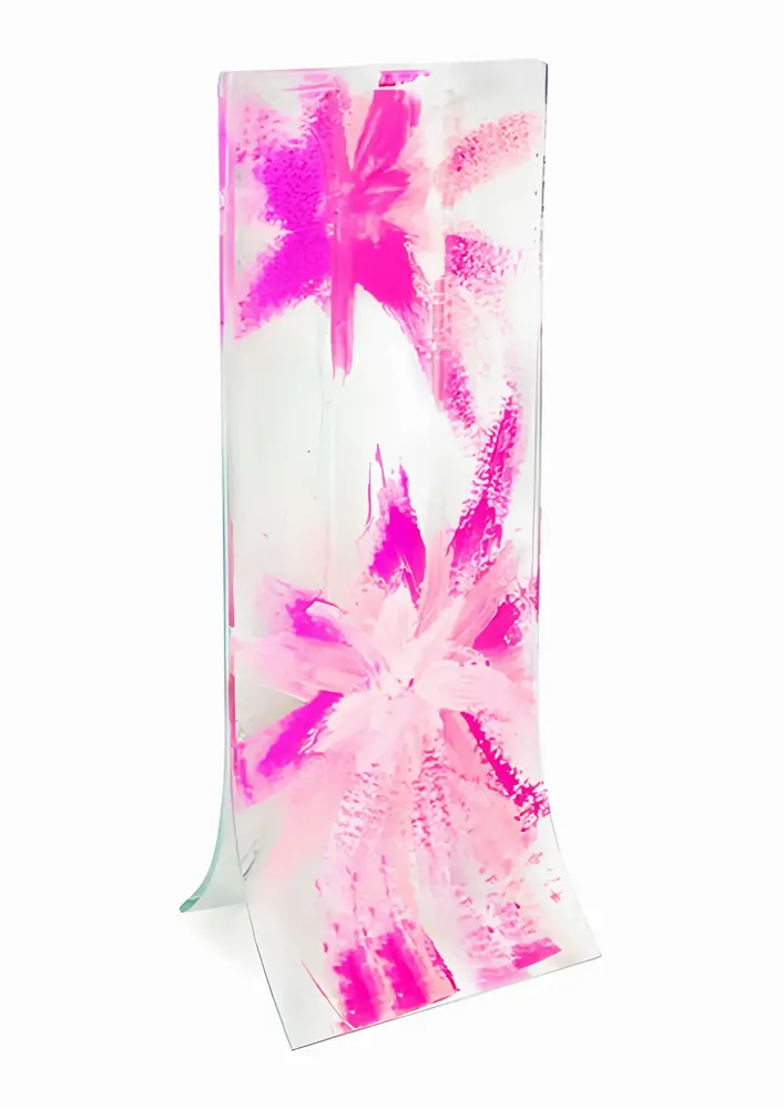 Vases - Vase à base transparente, motif étoile rose fuchsia, format 14x36 cm - CARNEOL GLASS