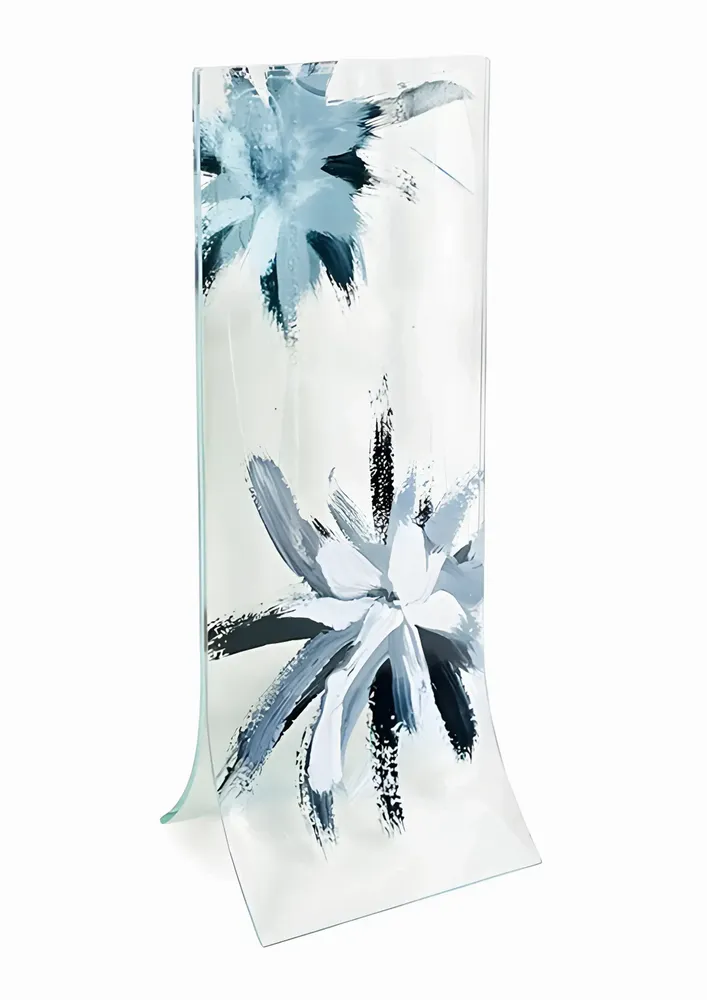 Vases - Vase à base transparente, motif étoile blanc-noir, format 14x36 cm - CARNEOL GLASS
