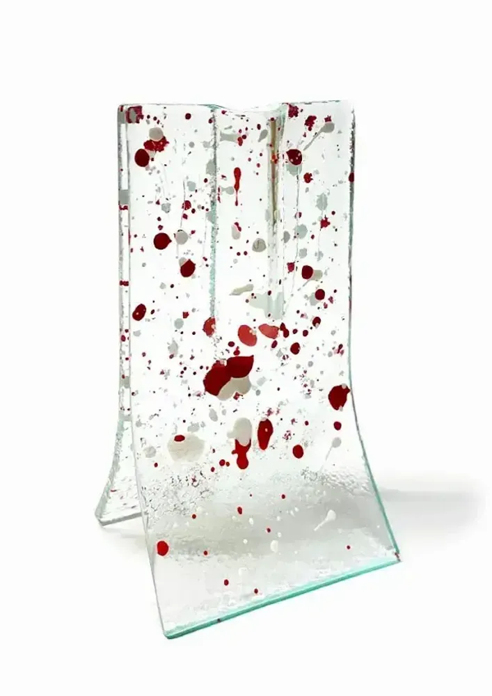 Vases - Small 8x13 cm spotty vase in red and white - CARNEOL GLASS