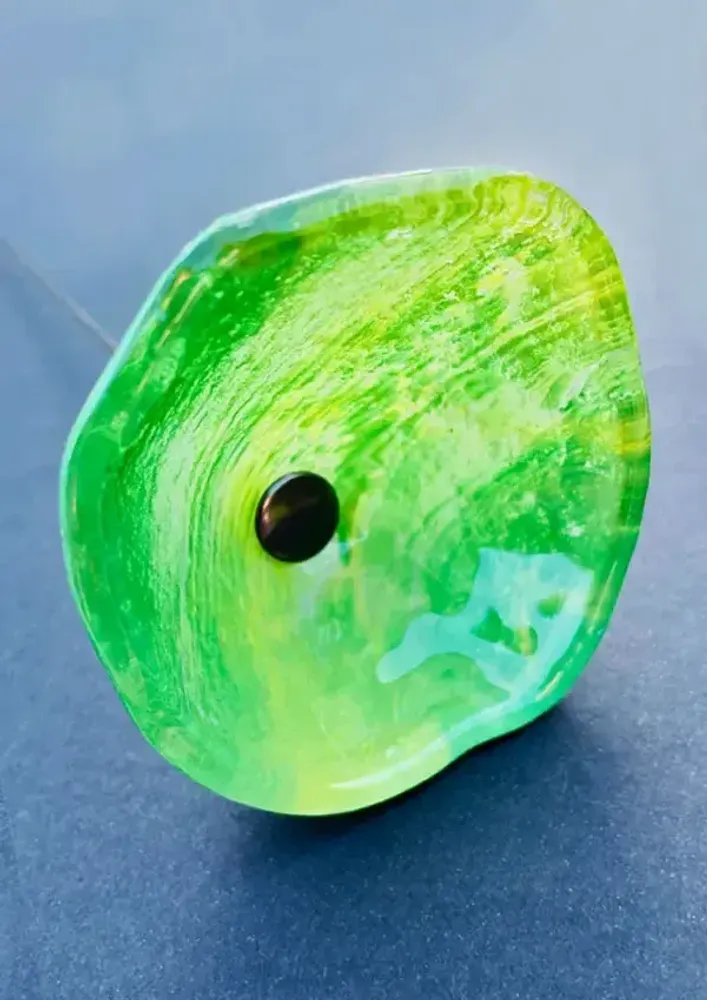 Floral decoration - Calabel flower in yellow-light green - CARNEOL GLASS