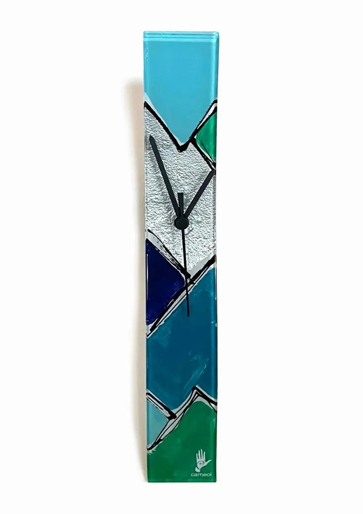 Clocks - Patchwork Dark Blue-Silver Wall clock 6x41 cm - CARNEOL GLASS