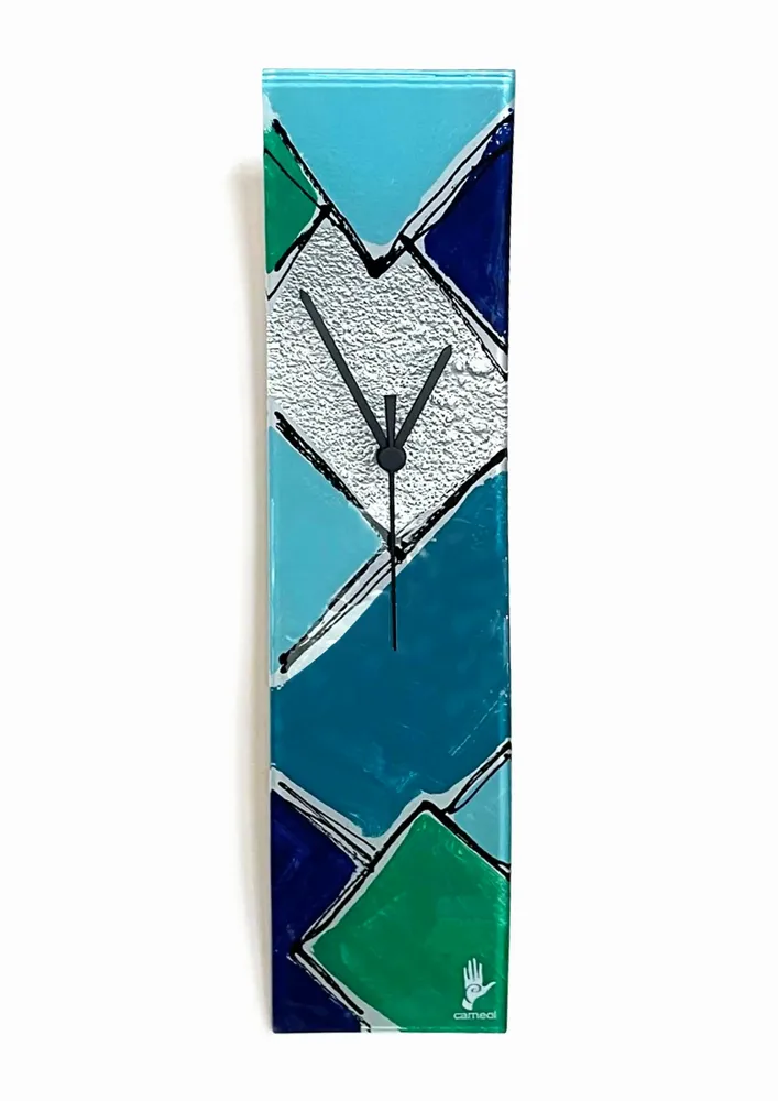 Clocks - Patchwork Dark Blue-Silver Wall clock 10x41 cm - CARNEOL GLASS