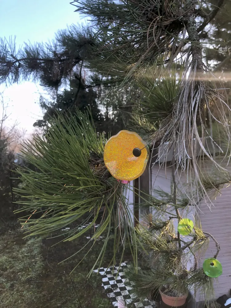 Floral decoration - Medium -sized glass calabel flower for outdoor in transparent, orange, yellow colour with 43 cm stainless steel stem. - CARNEOL GLASS