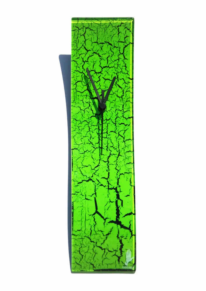 Clocks - Crackled green wall clock 10x41 cm - CARNEOL GLASS