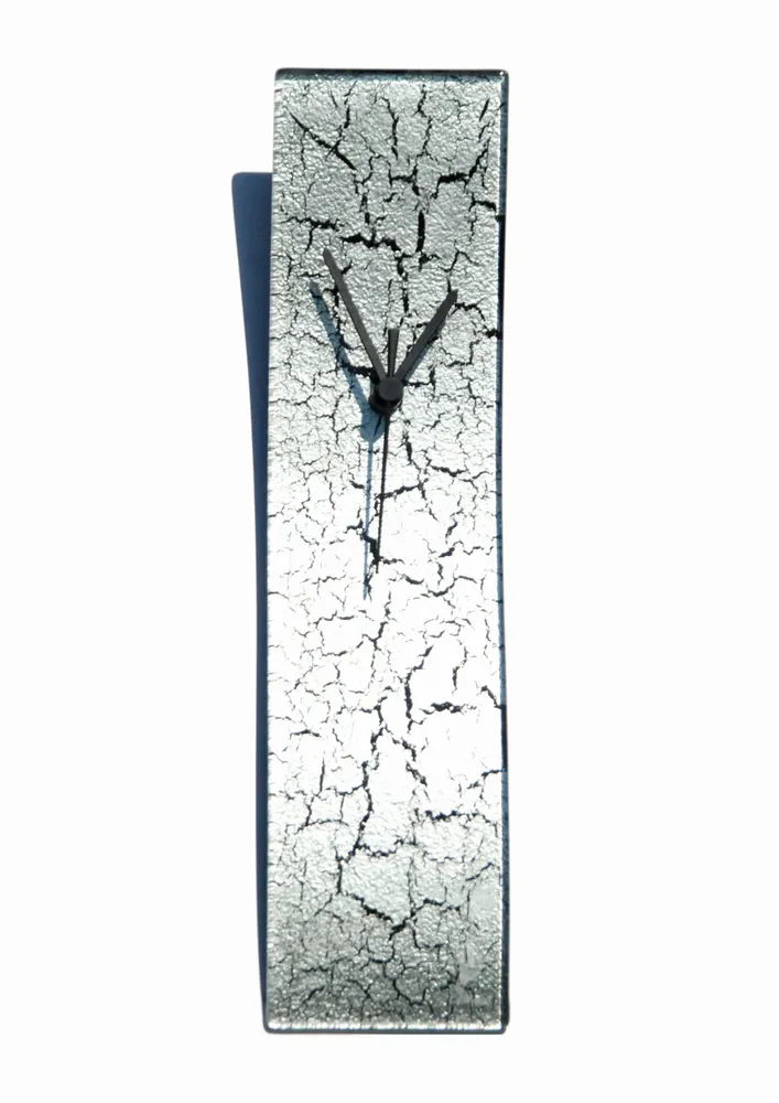 Horloges - Horloge murale en argent craquelé 10x41 cm - CARNEOL GLASS