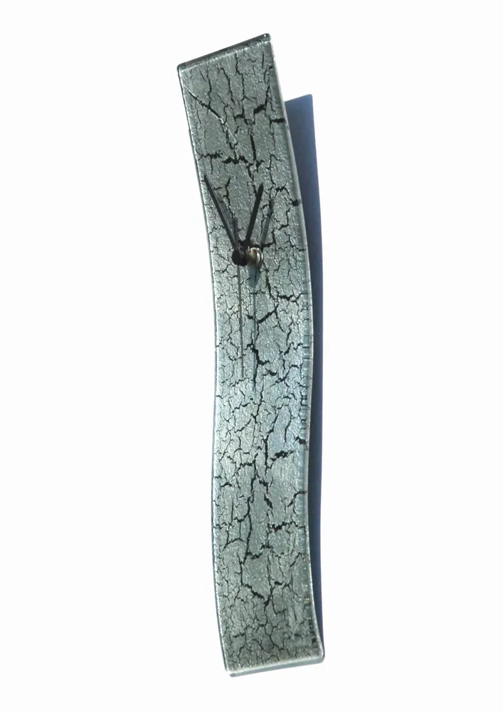 Horloges - Horloge murale en argent craquelé 10x41 cm - CARNEOL GLASS