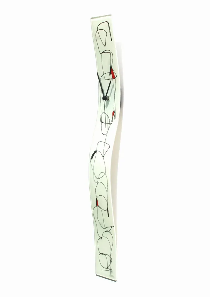 Horloges - Horloge murale Miro blanc-rouge 10x70 cm - CARNEOL GLASS