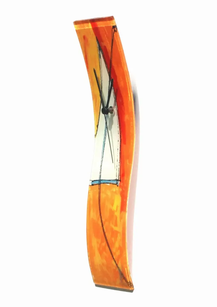 Clocks - Geometry orange-white wall clock 10x41 cm - CARNEOL GLASS