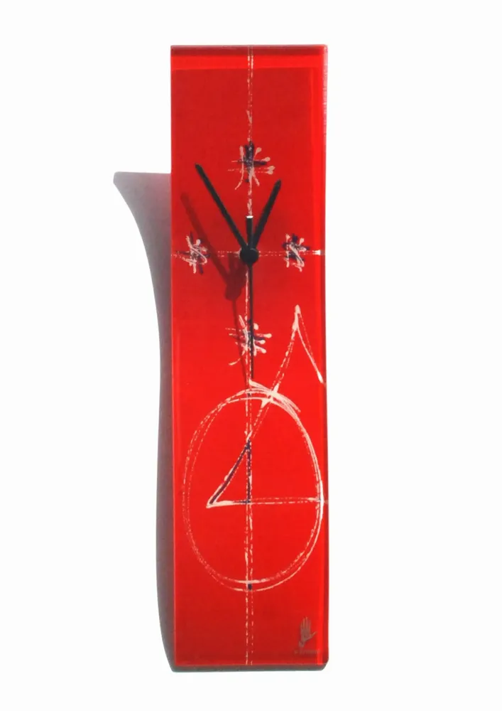 Clocks - Geometry red wall clock 10x41 cm - CARNEOL GLASS