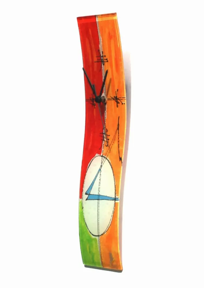 Horloges - Horloge murale Geometry rouge-vert 10x41 cm - CARNEOL GLASS