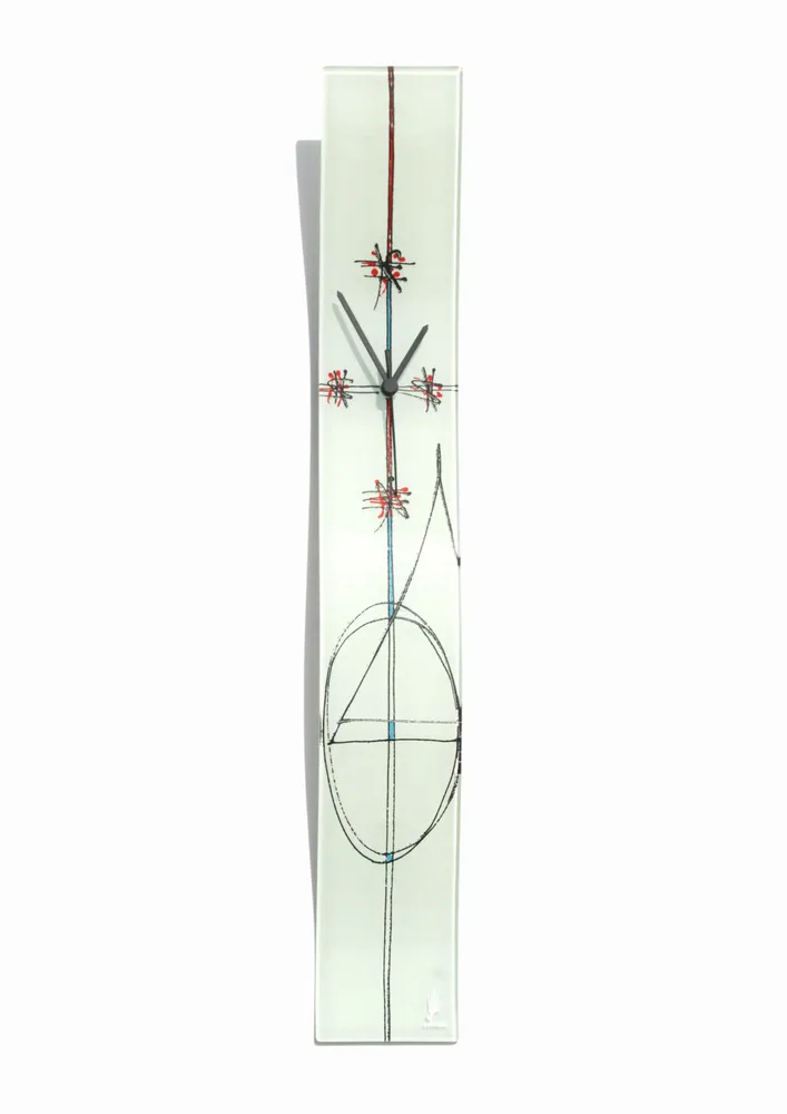 Clocks - Geometry white wall clock 10x70 cm - CARNEOL GLASS