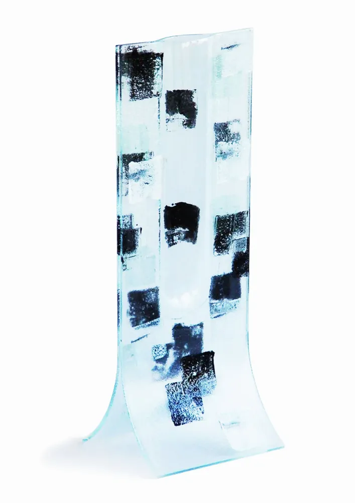 Vases - Transparent 14x36 cm vase with black-white square pattern - CARNEOL GLASS