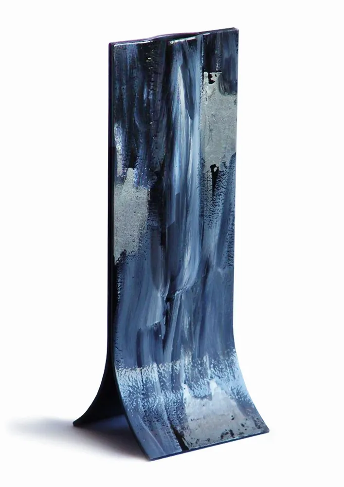 Vases - Black 14x36 cm vase with white-grey-silver colours - CARNEOL GLASS