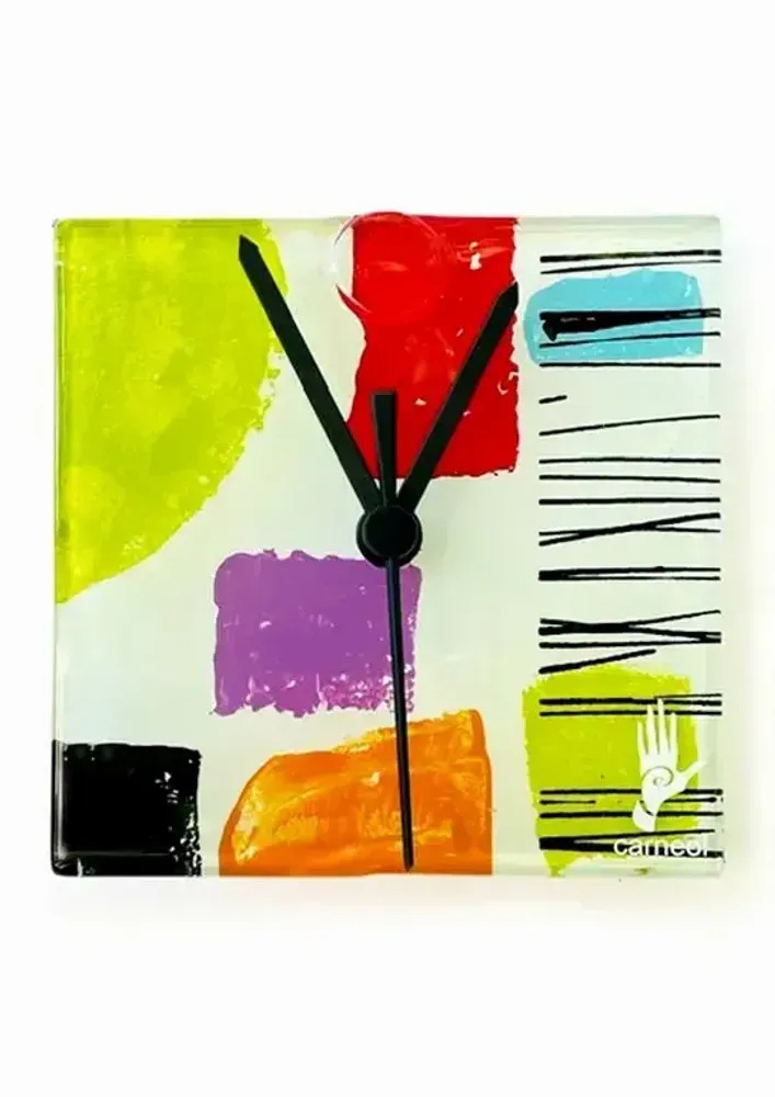 Horloges - Horloge murale verte pomme-turquoise fraîche 13x13 cm - CARNEOL GLASS