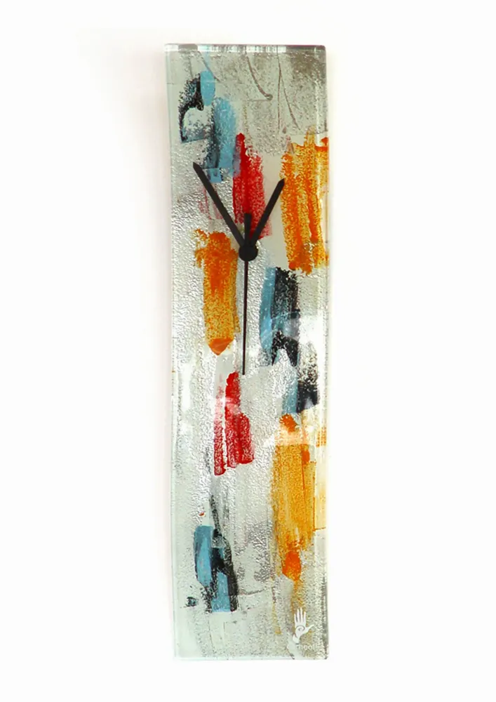 Horloges - Horloge murale Amazonas orange-argenté 10x41 cm - CARNEOL GLASS