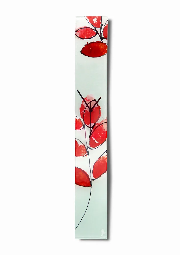 Horloges - Horloge murale Leaf rouge-orange 10x70 cm - CARNEOL GLASS