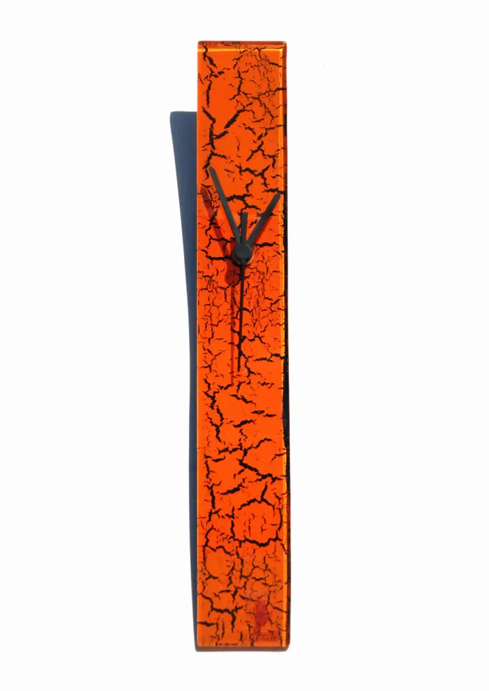 Clocks - Crackled orange wall clock 6x41 cm - CARNEOL GLASS
