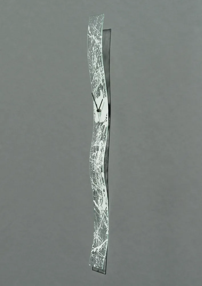 Clocks - Natural transparent-white wall clock 8x98 cm - CARNEOL GLASS