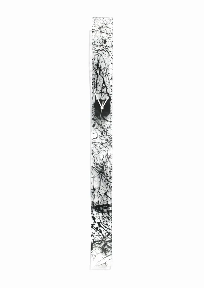 Clocks - Natural transparent-black wall clock 8x98 cm - CARNEOL GLASS