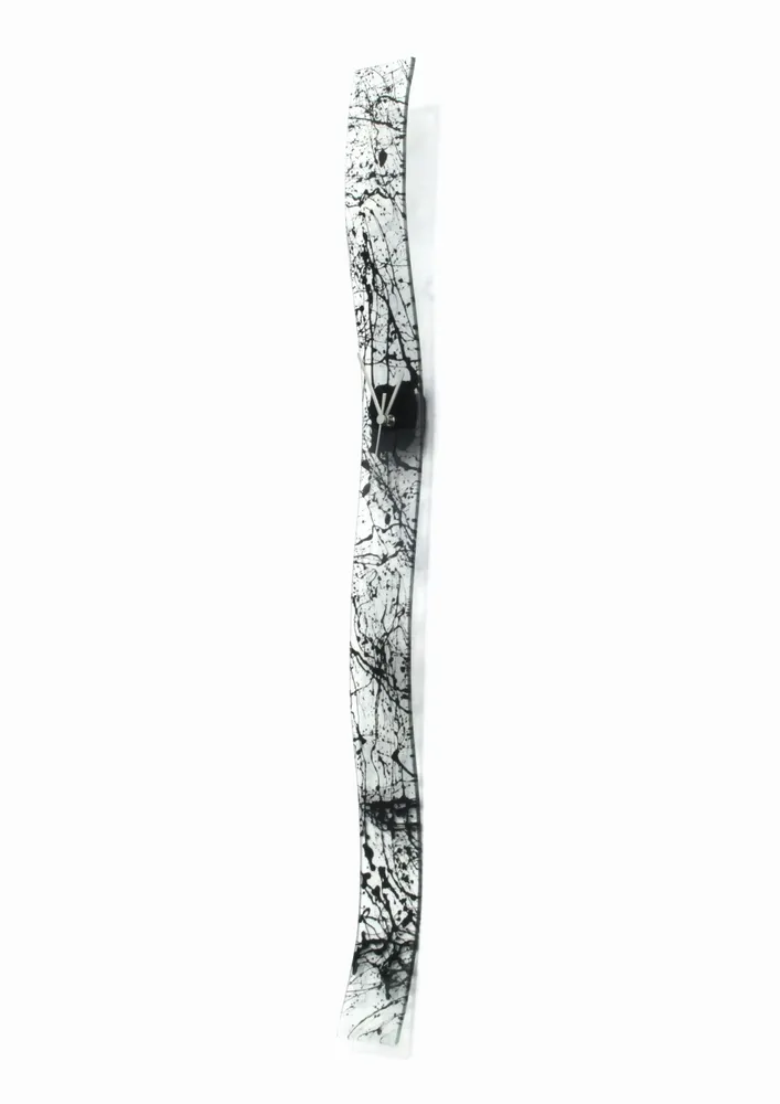 Clocks - Natural transparent-black wall clock 8x98 cm - CARNEOL GLASS