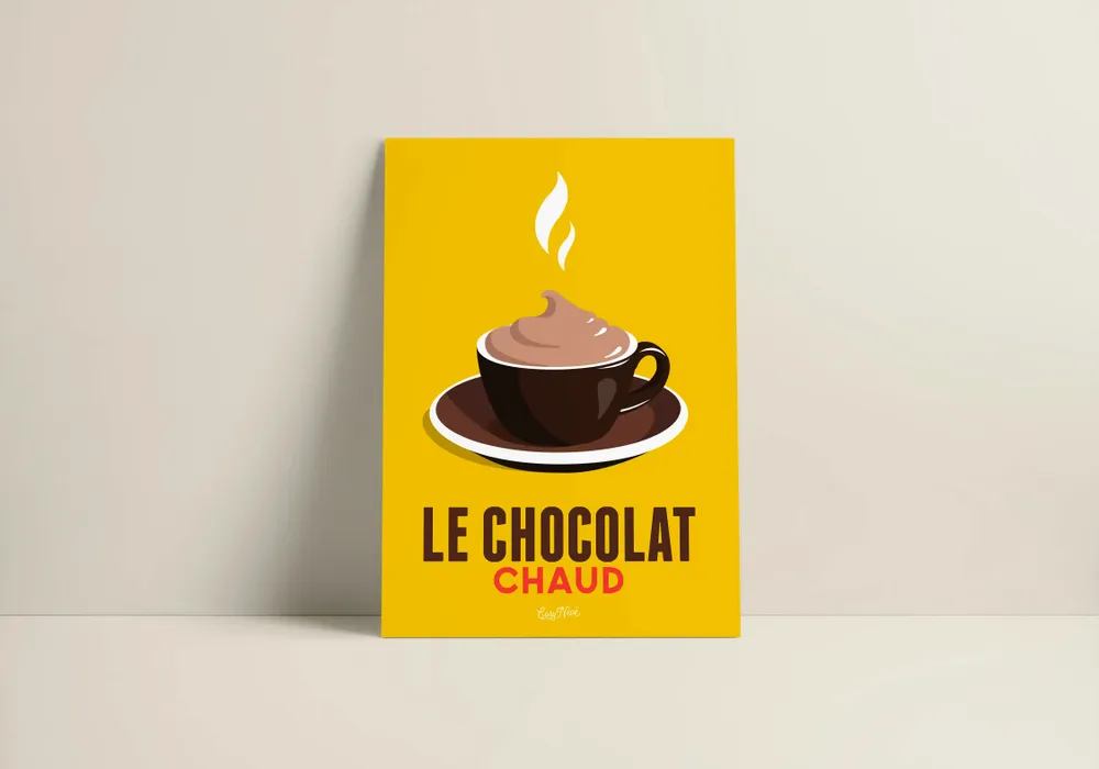 Affiches - Affiche Le Chocolat Chaud : Jaune - COSYNÉVÉ - MOUNTAIN POSTERS