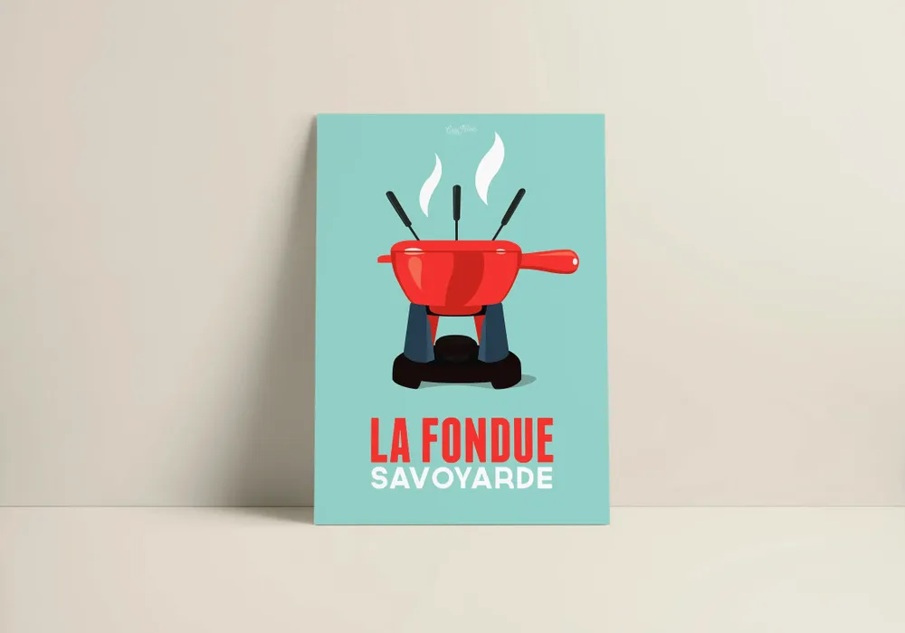 Affiches - Affiche La Fondue : Bleu - COSYNÉVÉ - MOUNTAIN POSTERS