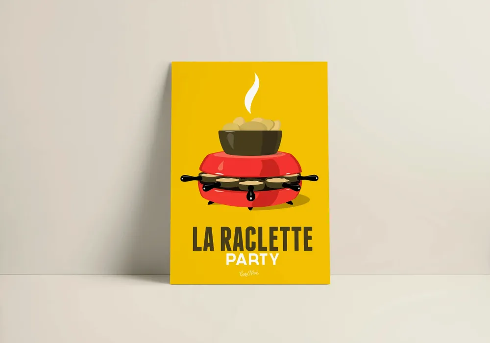 Affiches - Affiche La Raclette : Jaune - COSYNÉVÉ - MOUNTAIN POSTERS