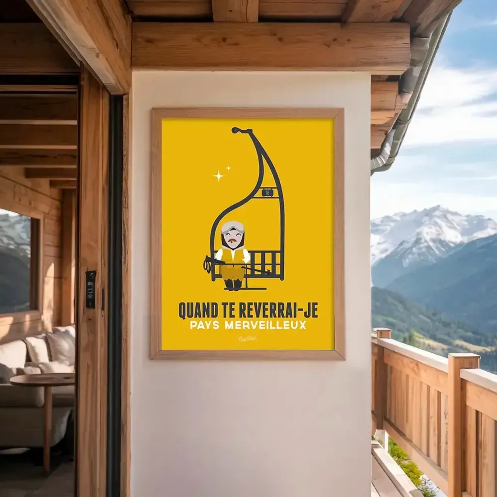 Affiches - Affiche encadrée "Qd te Reverrai-Je" (Jaune) - COSYNÉVÉ - MOUNTAIN POSTERS