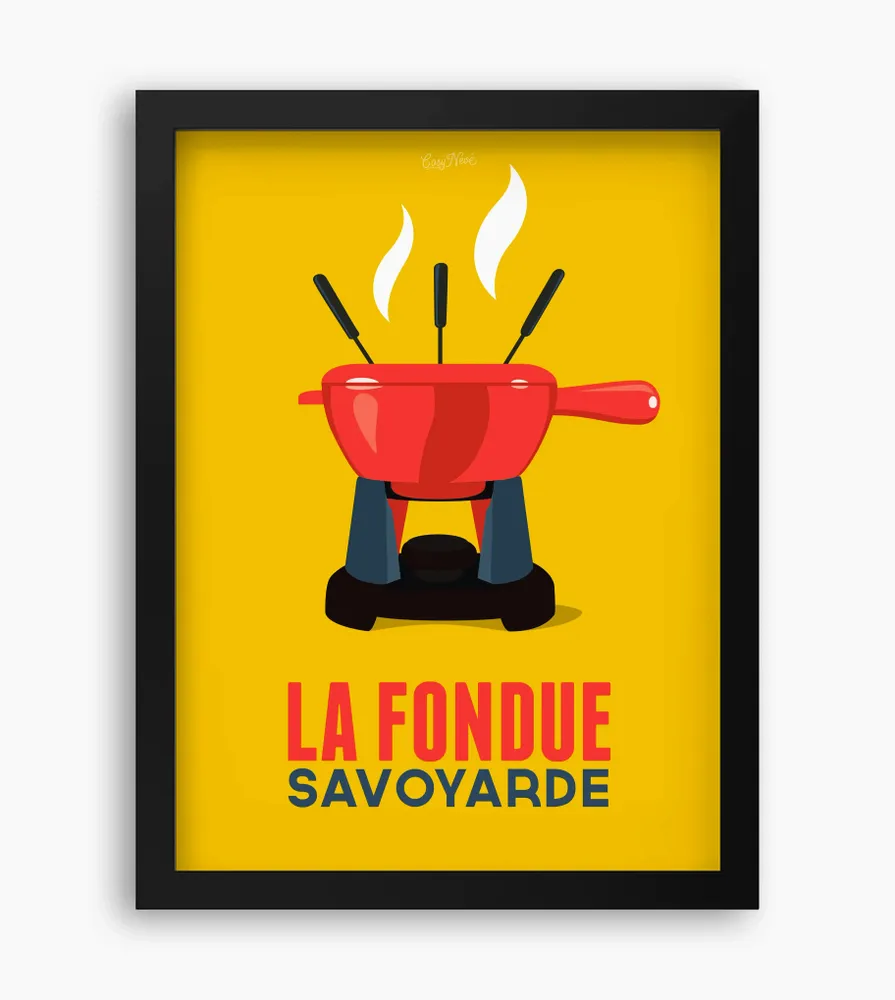 Affiches - Affiche encadrée La Fondue : Jaune - COSYNÉVÉ - MOUNTAIN POSTERS