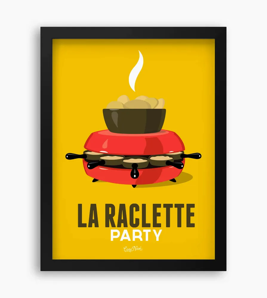 Affiches - Affiche encadrée La Raclette : Jaune - COSYNÉVÉ - MOUNTAIN POSTERS