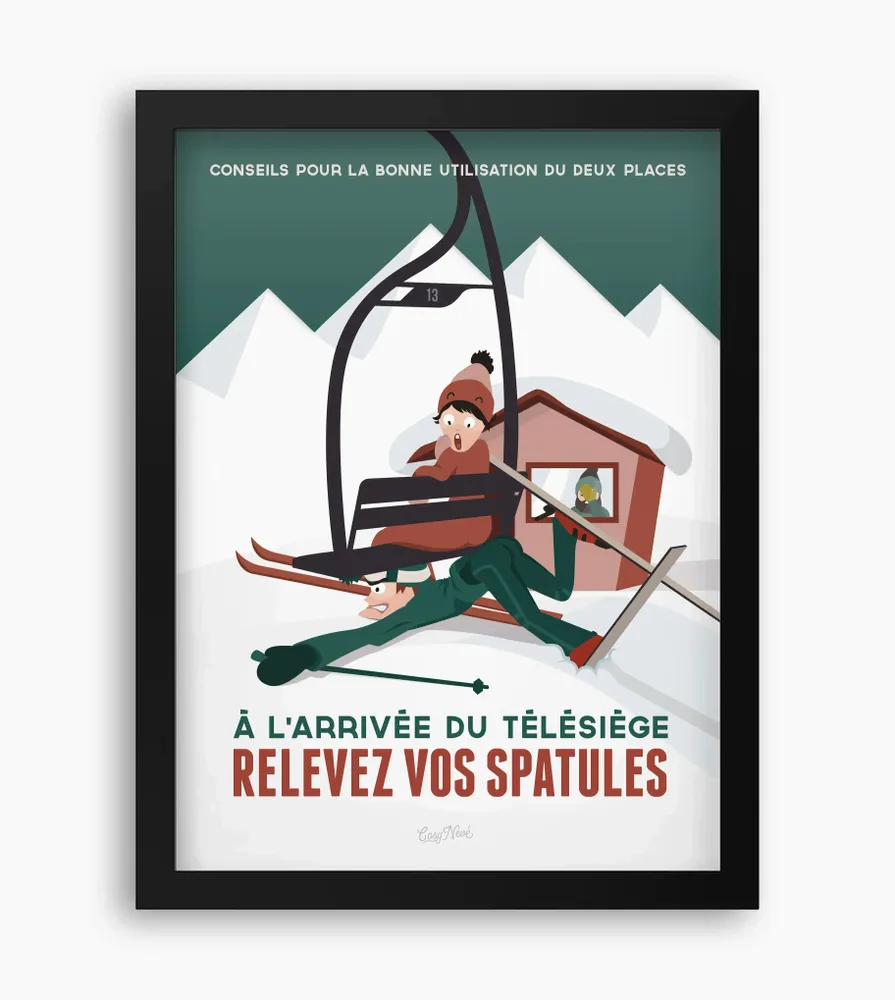Affiches - Affiche encadrée Relevez Les Spatules - COSYNÉVÉ - MOUNTAIN POSTERS