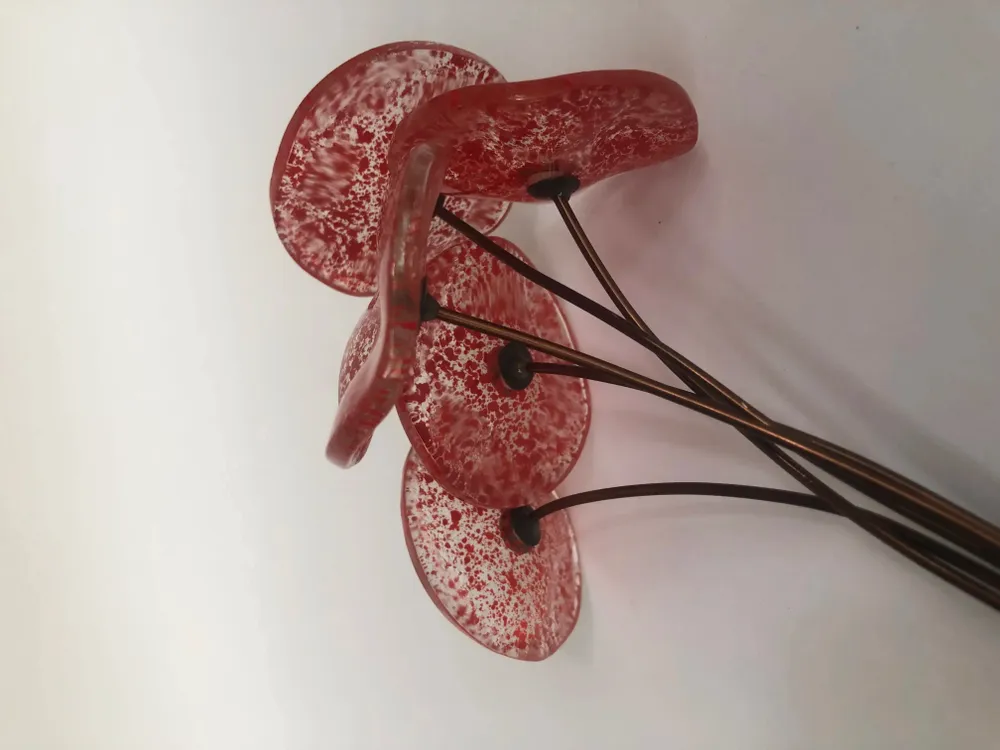 Floral decoration - Small Glass Flower For Outside in Transp.-Red On Flexible... - CARNEOL GLASS