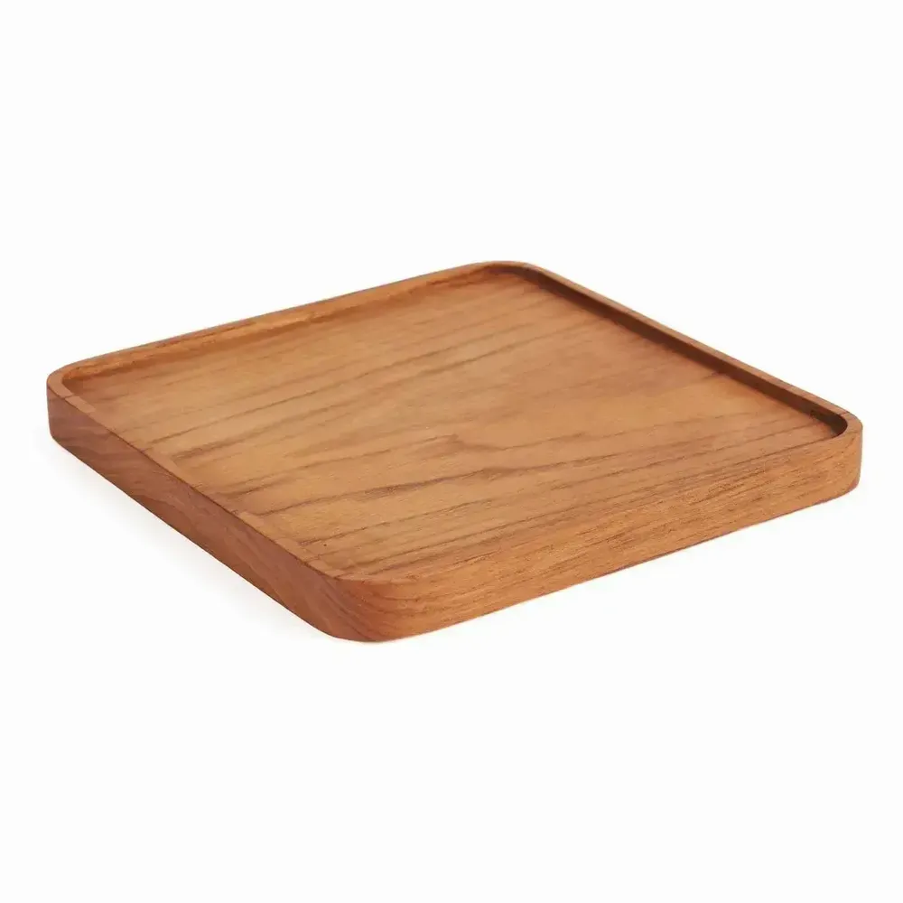 Assiettes au quotidien - L'Assiette Teak Square - Naturel - S - BAZAR BIZAR LIVING
