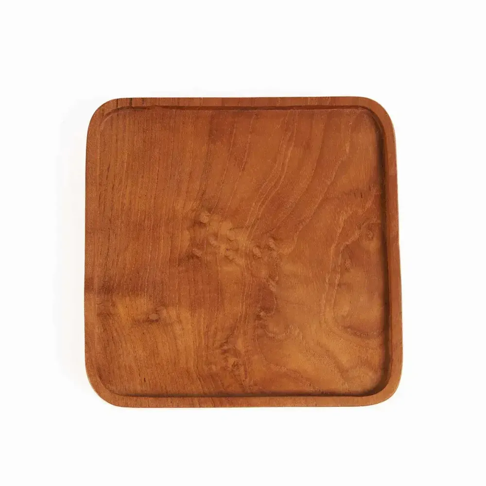 Everyday plates - The Teak Square Plate - Natural - XS - BAZAR BIZAR LIVING