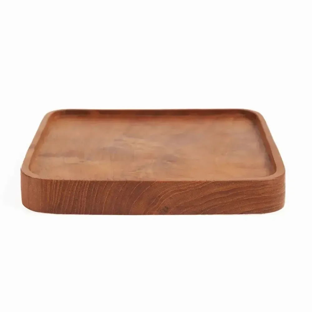 Everyday plates - The Teak Square Plate - Natural - XS - BAZAR BIZAR LIVING