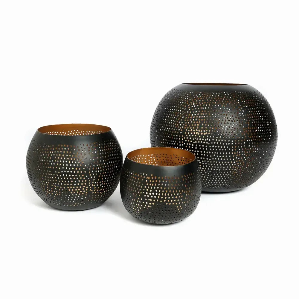 Candles - The Pierced Ball - Black Gold - L - BAZAR BIZAR LIVING