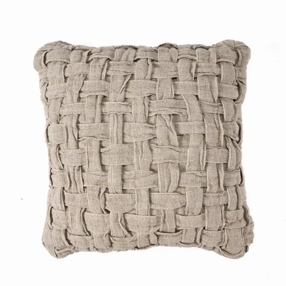Fabric cushions - The Linen Crosier Cushion Cover - Natural - BAZAR BIZAR LIVING