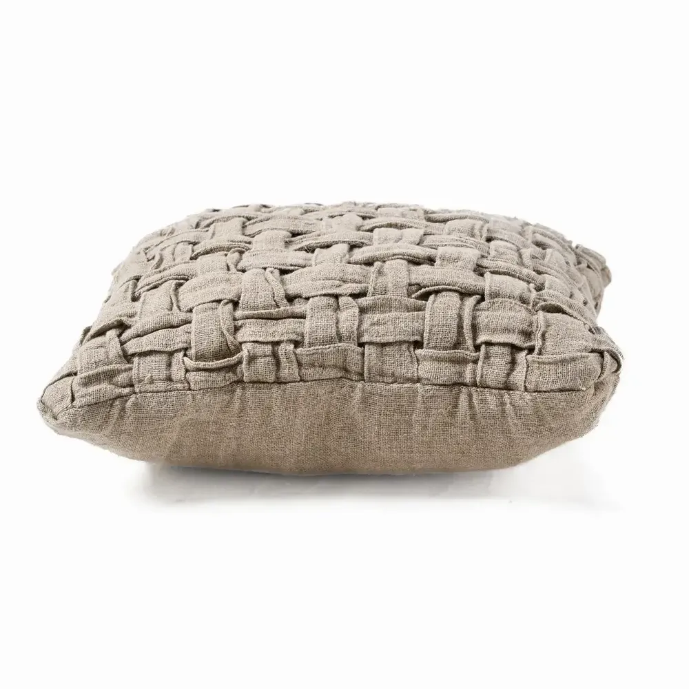 Fabric cushions - The Linen Crosier Cushion Cover - Natural - BAZAR BIZAR LIVING