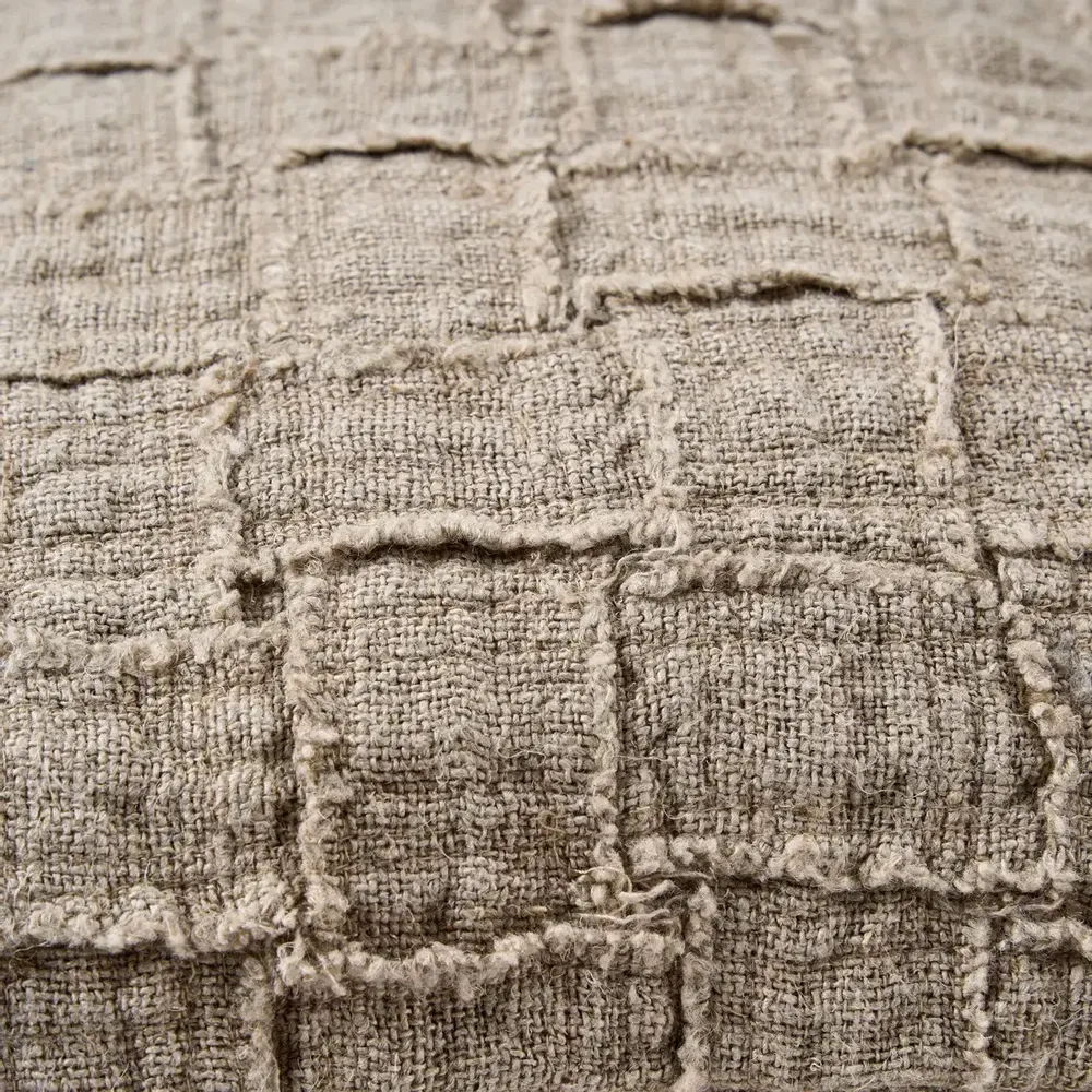 Fabric cushions - The Linen Damier Cushion Cover - Natural - BAZAR BIZAR LIVING