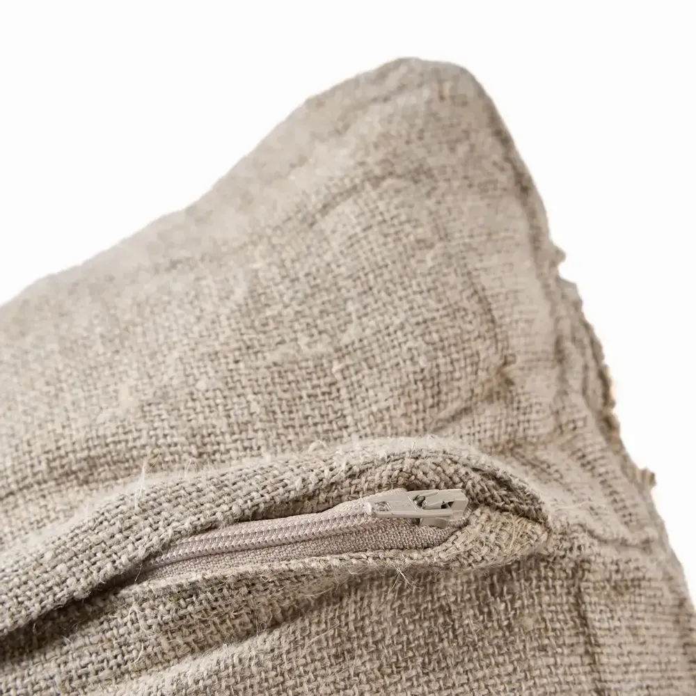 Fabric cushions - The Linen Damier Cushion Cover - Natural - BAZAR BIZAR LIVING