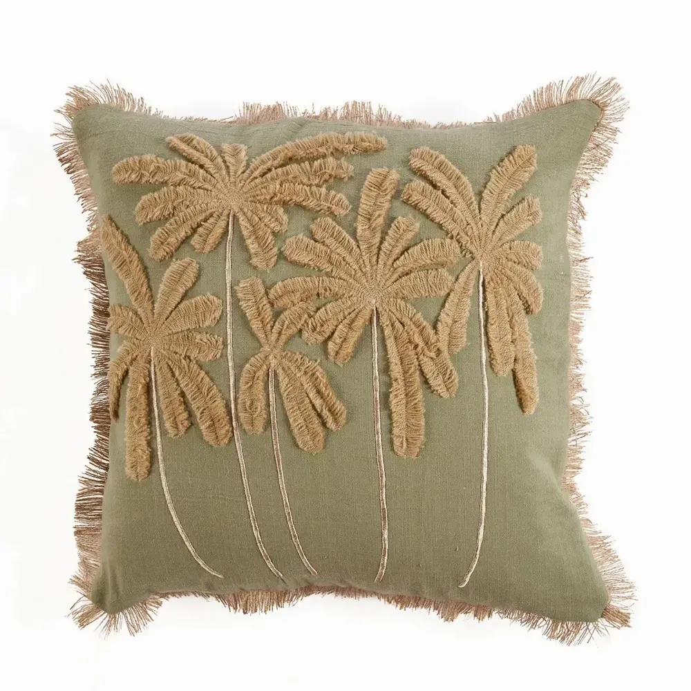 Fabric cushions - The Tropical Breeze Cushion Cover - Forest Green - BAZAR BIZAR LIVING
