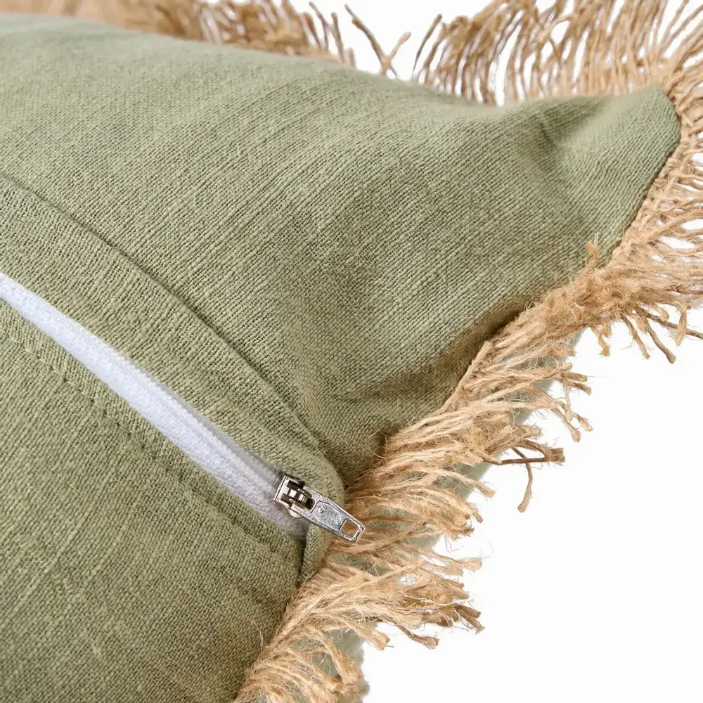 Fabric cushions - The Tropical Breeze Cushion Cover - Forest Green - BAZAR BIZAR LIVING