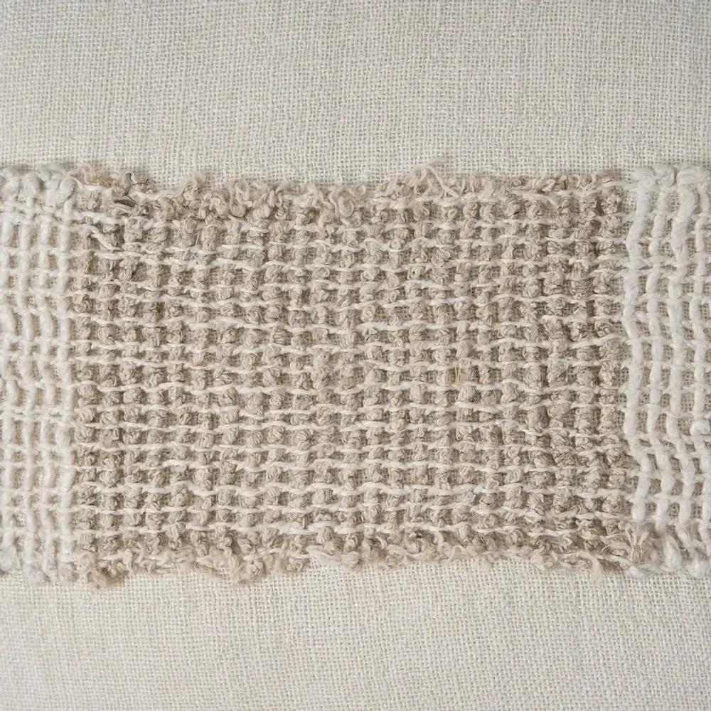 Fabric cushions - The Linen Threads Cushion Cover - White Natural - BAZAR BIZAR LIVING